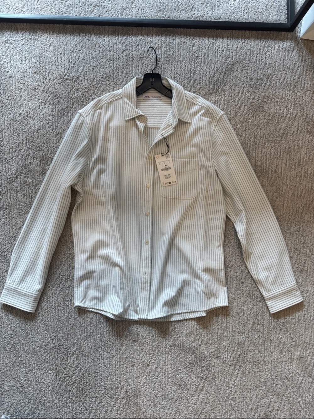 Zara White Shirt with Thin Gray Stripes - Casual Button-Down